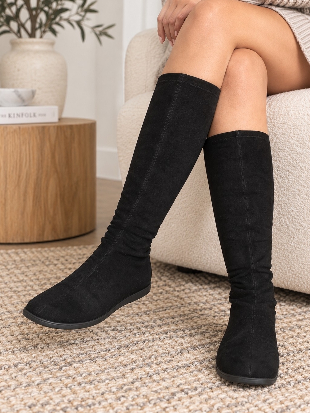 Nine West Black Over-the-Knee Stretch Boots